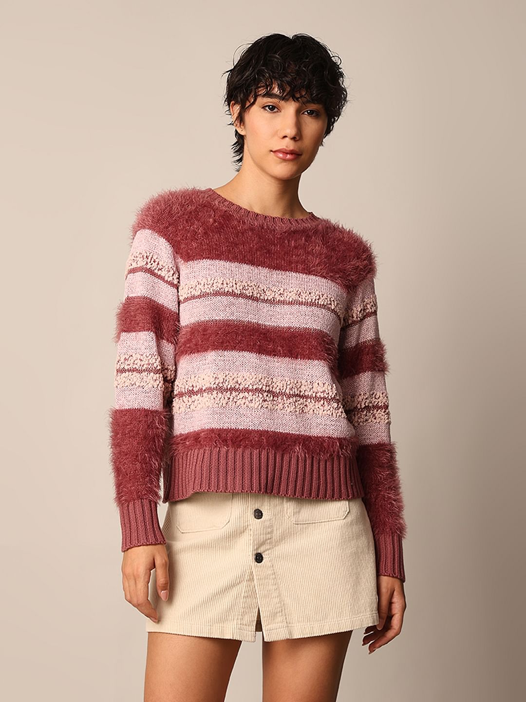 Pink Fluffy Knit Pullover