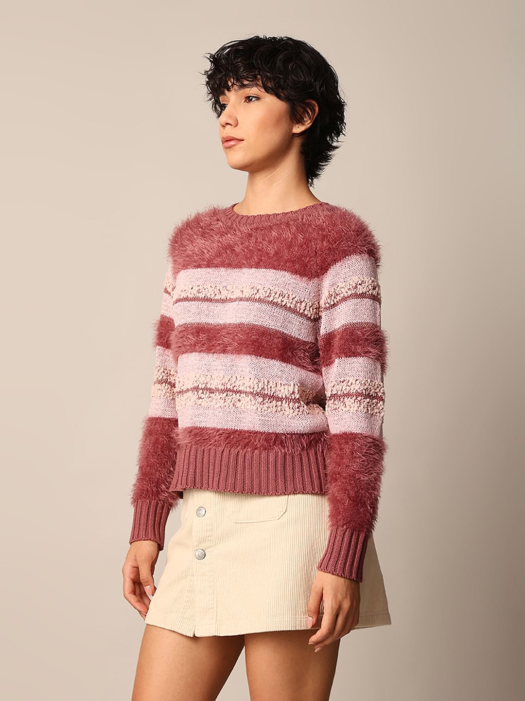 Pink Fluffy Knit Pullover