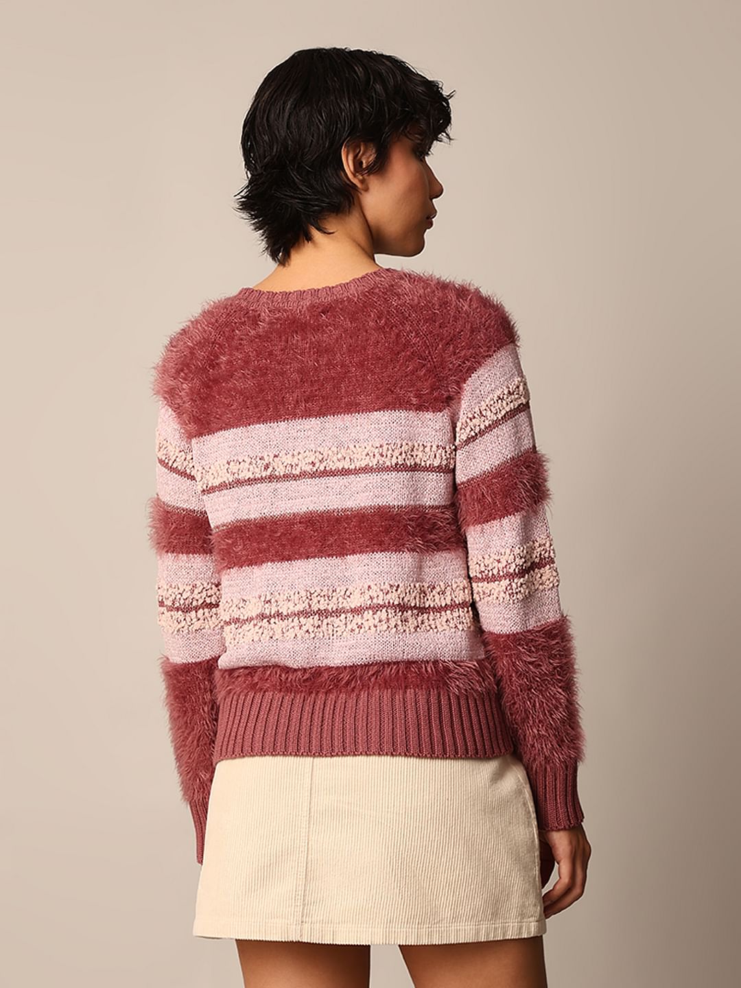 Pink Fluffy Knit Pullover