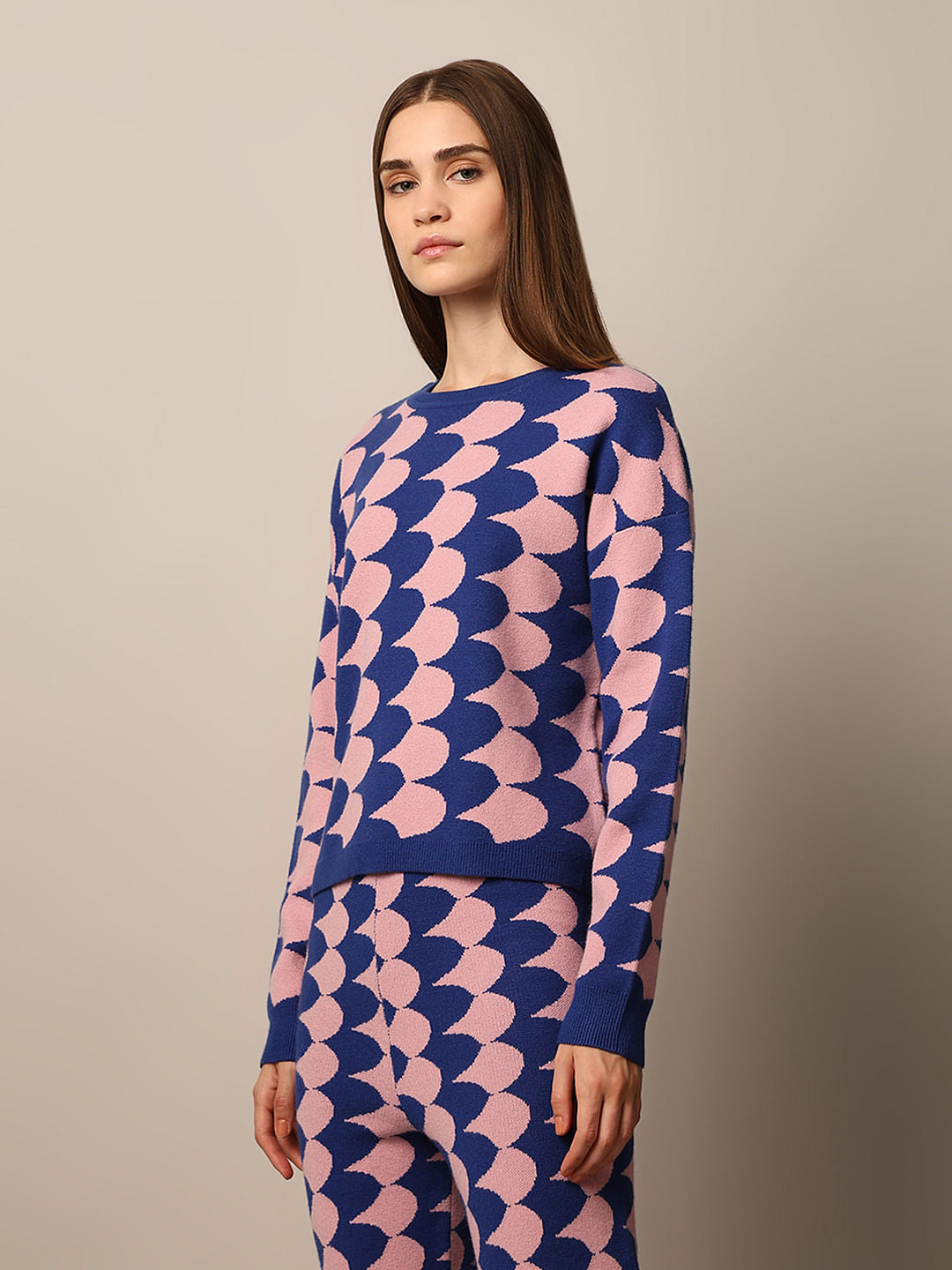 Blue Printed Pullover