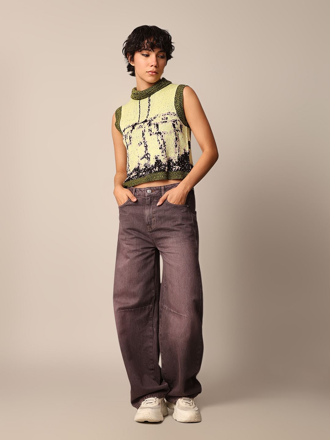 Green Sleeveless Knit Tank Top