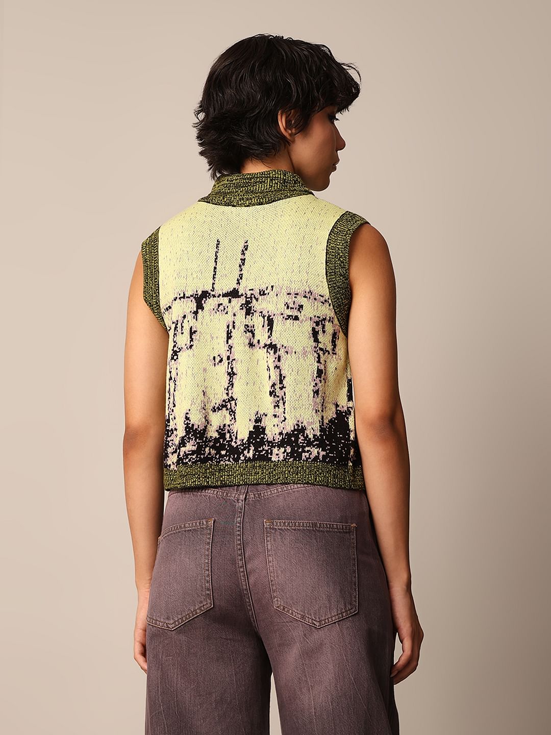 Green Sleeveless Knit Tank Top