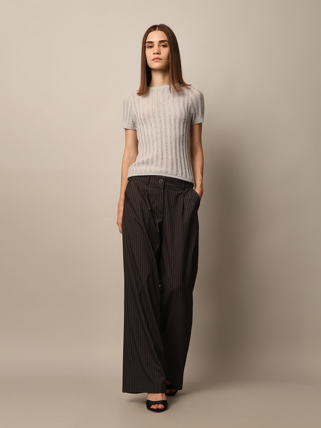 Open-Knit Short Sleeve Pullover