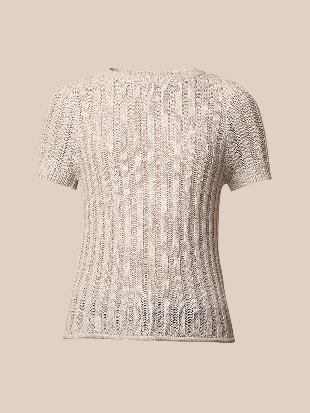 Open-Knit Short Sleeve Pullover