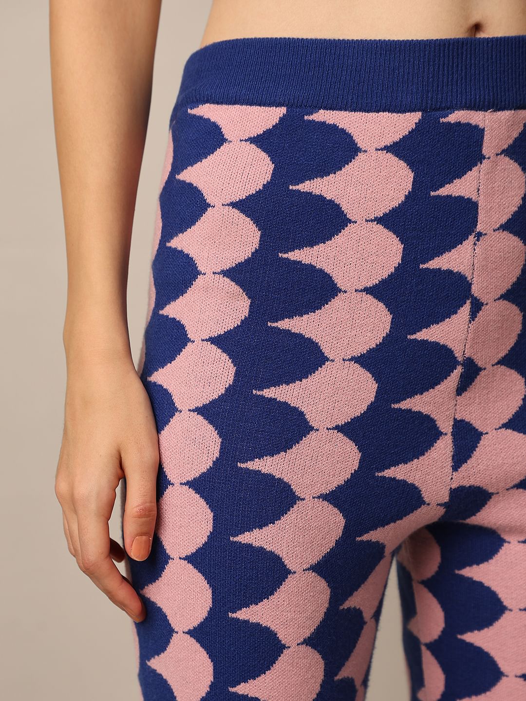 Blue Jacquard Knit Pant