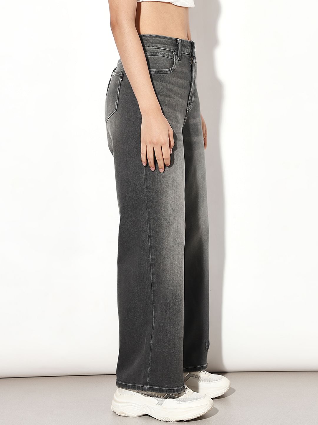 Grey Wide Leg Jeans