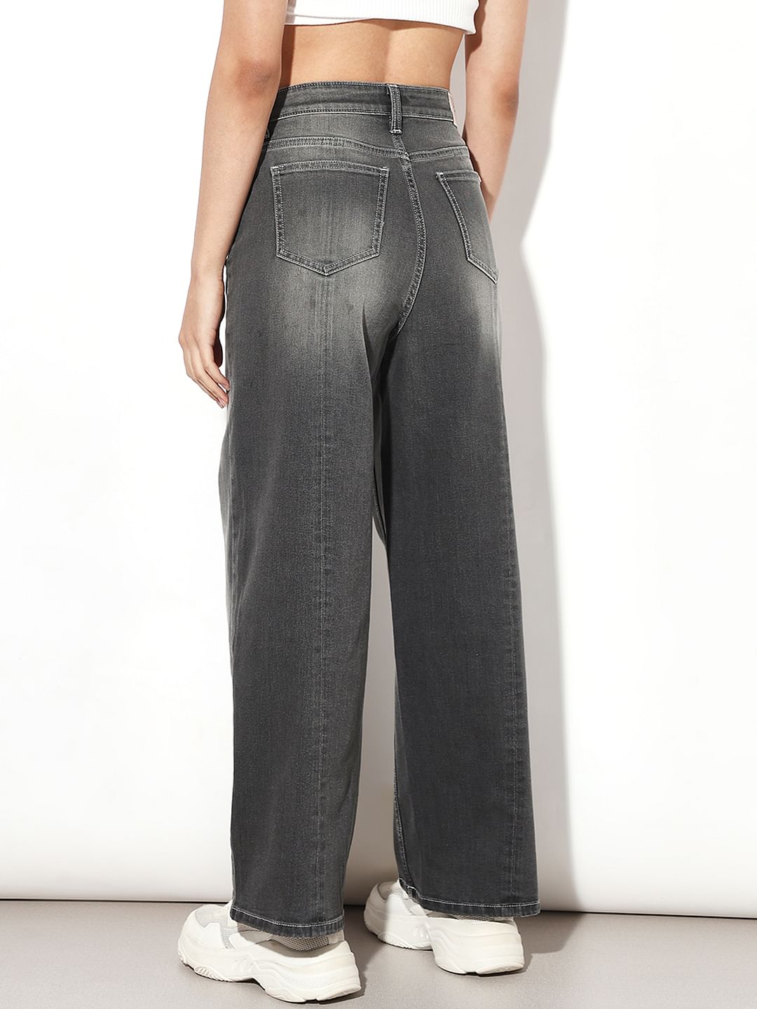 Grey Wide Leg Jeans