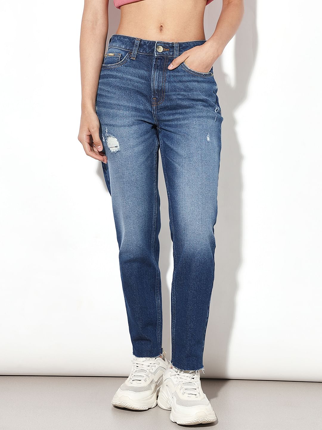 Dark Blue Heavy Fade Slim Fit Jeans