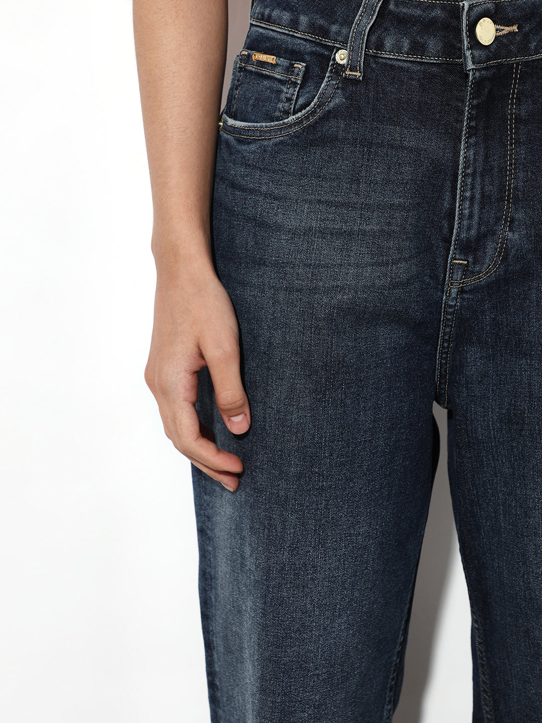 Dark Blue High Rise Straight Fit Jeans