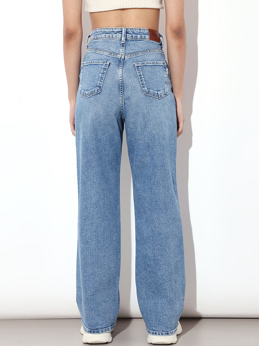 Blue High Rise Straight Fit Jeans