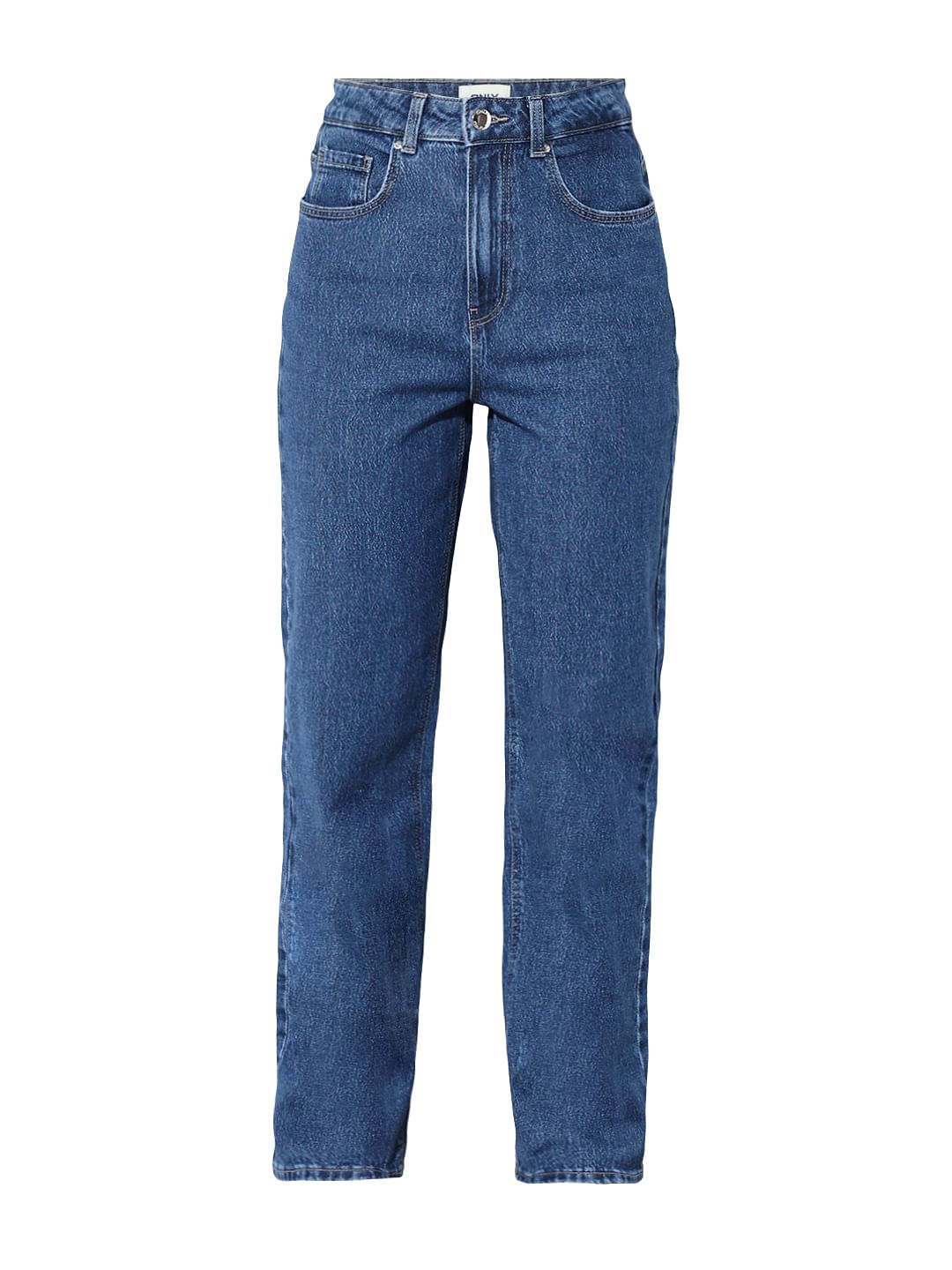 Blue High Rise Straight Fit Jeans