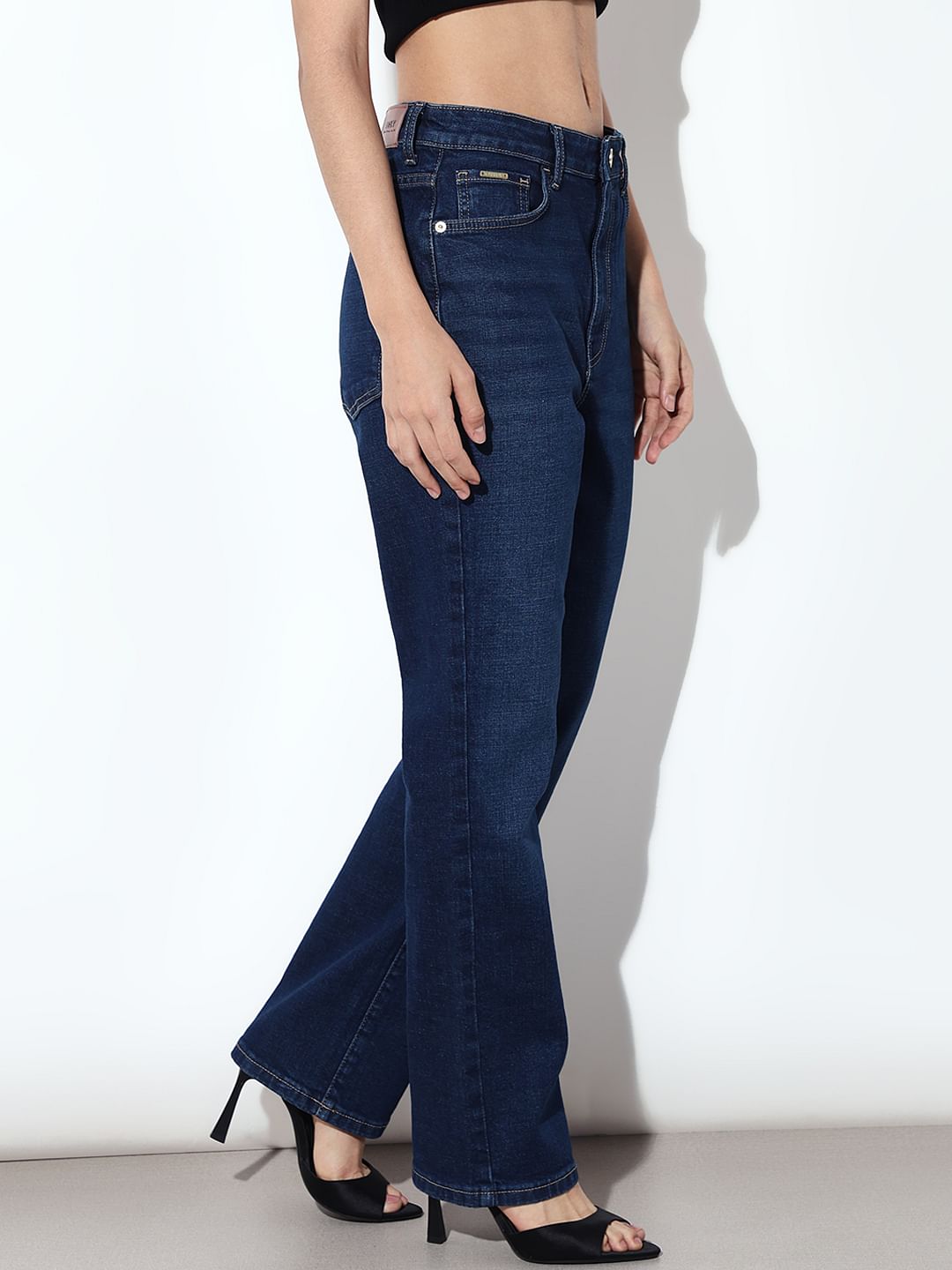 Dark Blue High Rise Straight Fit Jeans