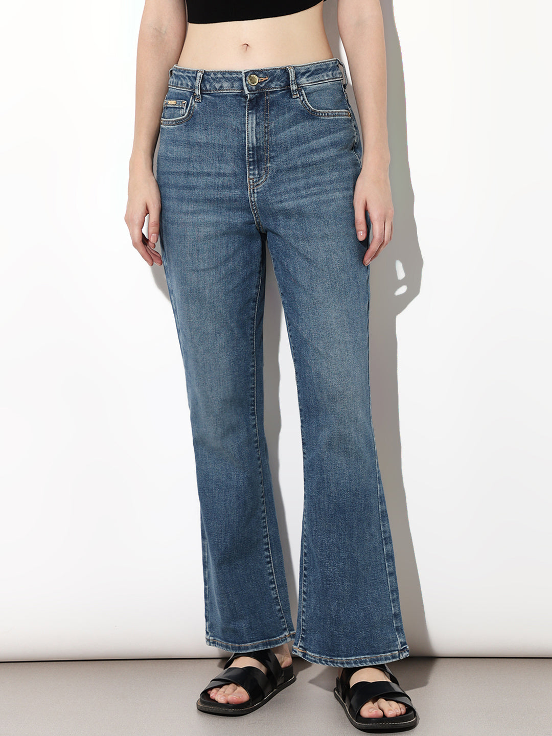 Blue High Rise Flared Jeans