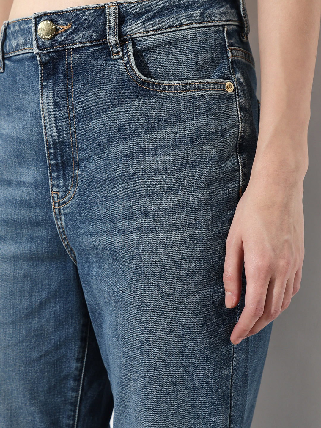 Blue High Rise Flared Jeans