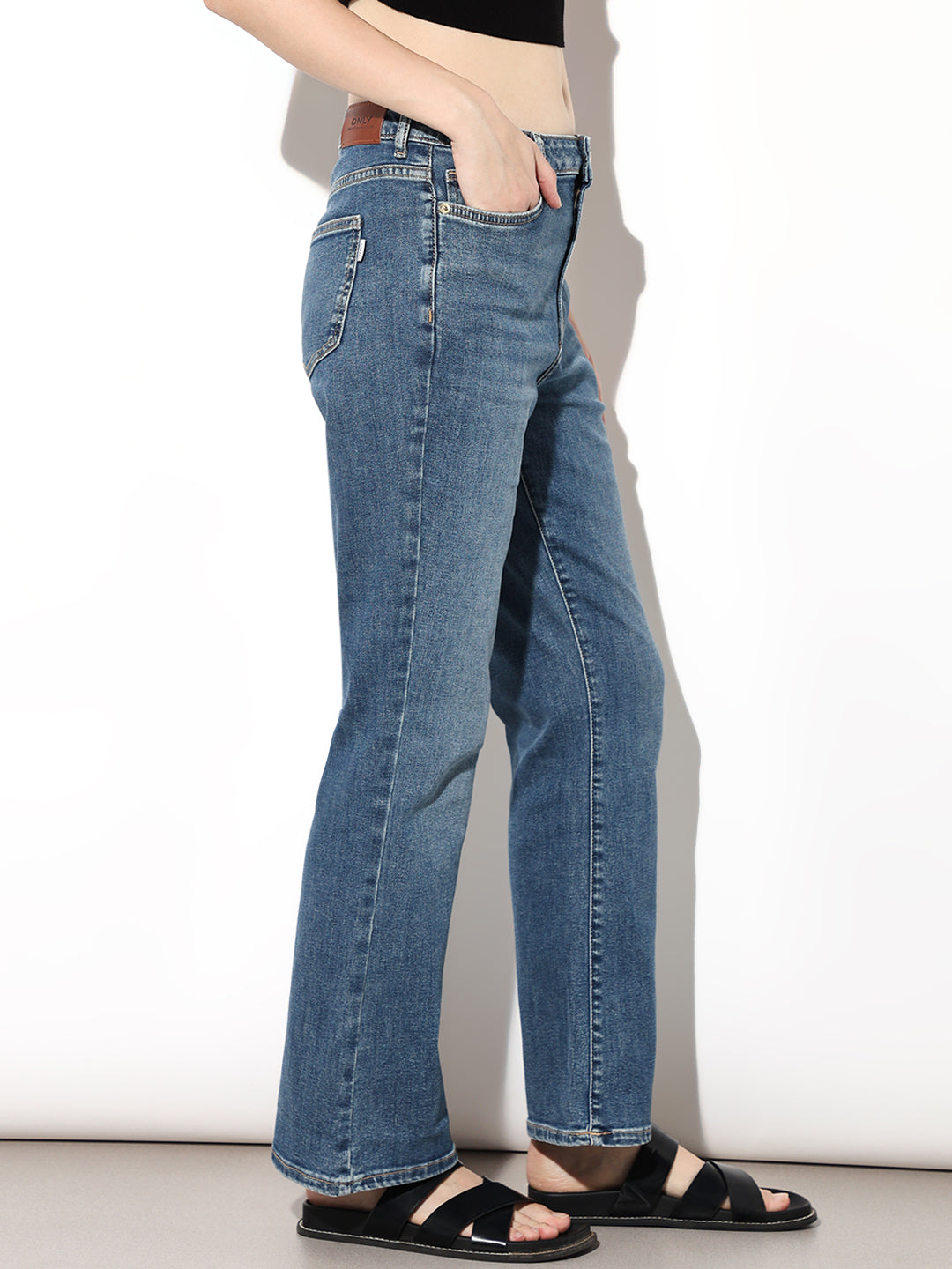 Blue High Rise Flared Jeans