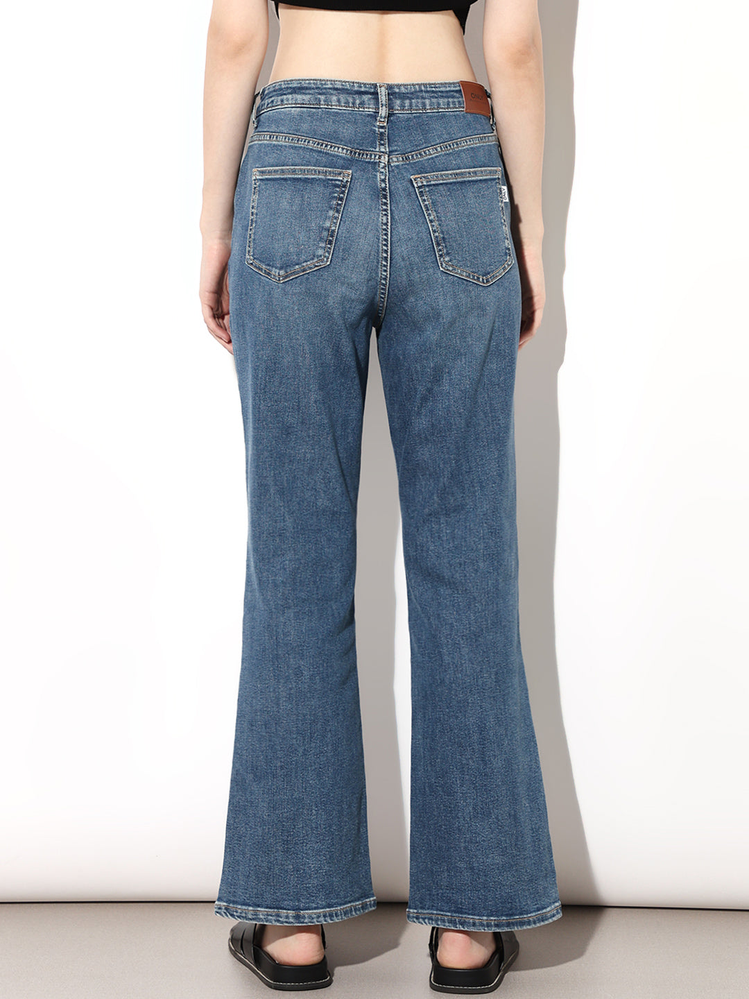 Blue High Rise Flared Jeans