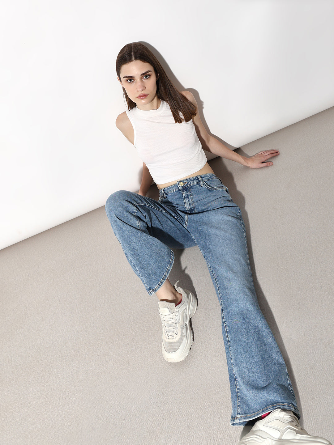 Blue High Rise Flared Jeans