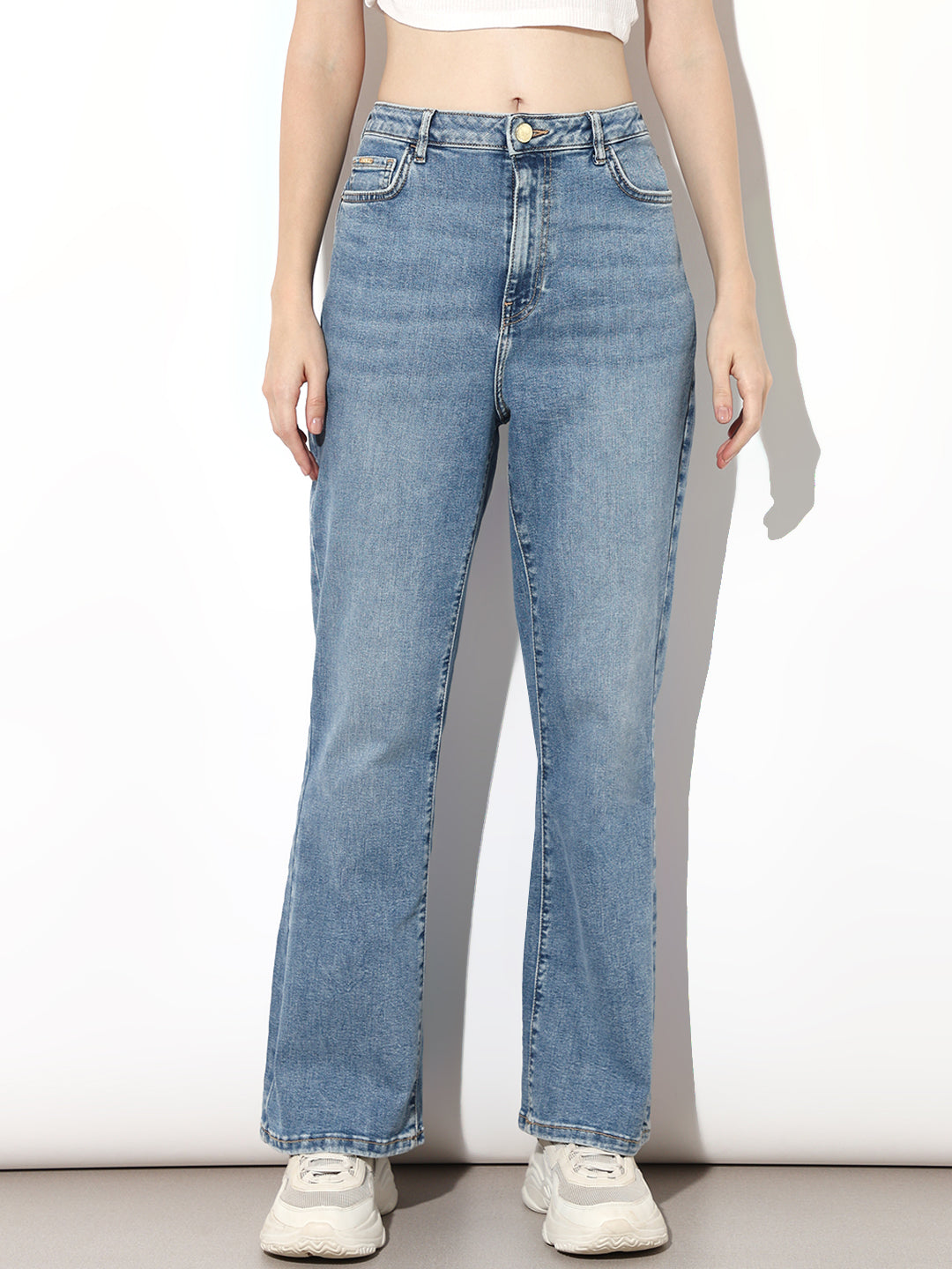 Blue High Rise Flared Jeans