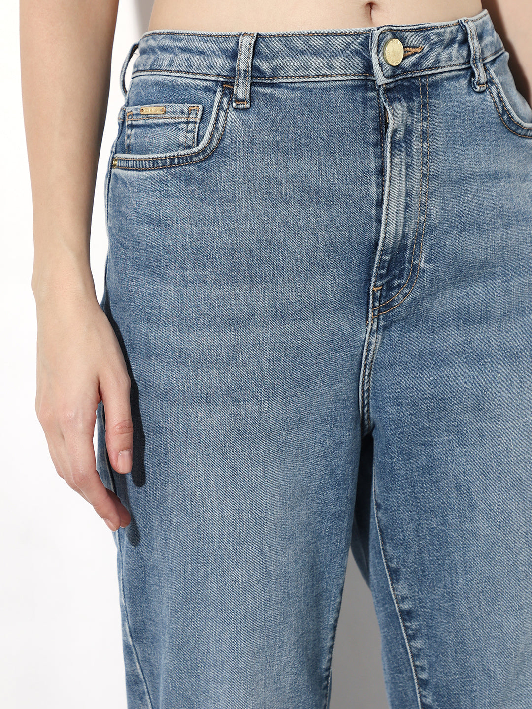 Blue High Rise Flared Jeans