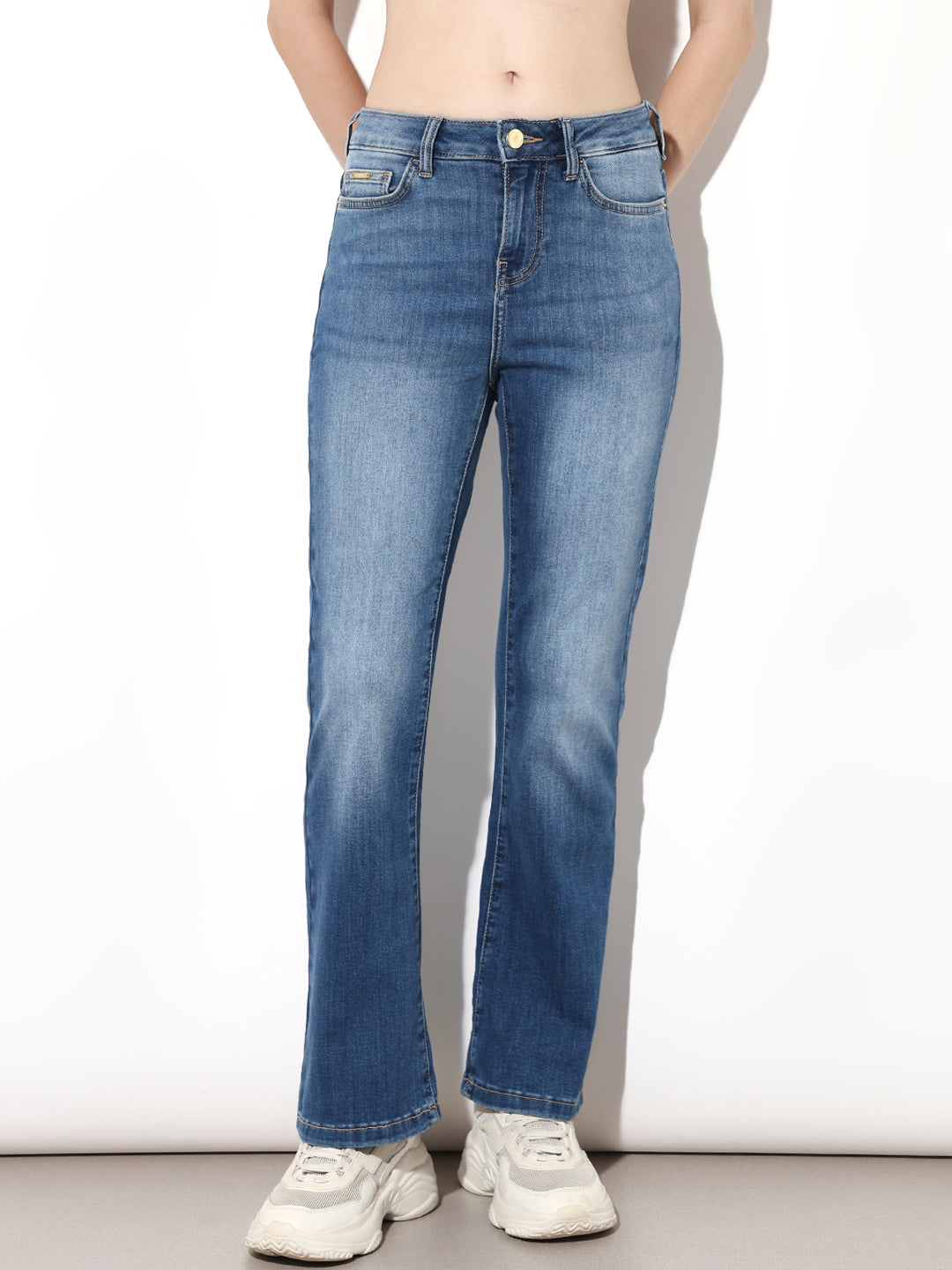 Blue High Rise Flared Jeans