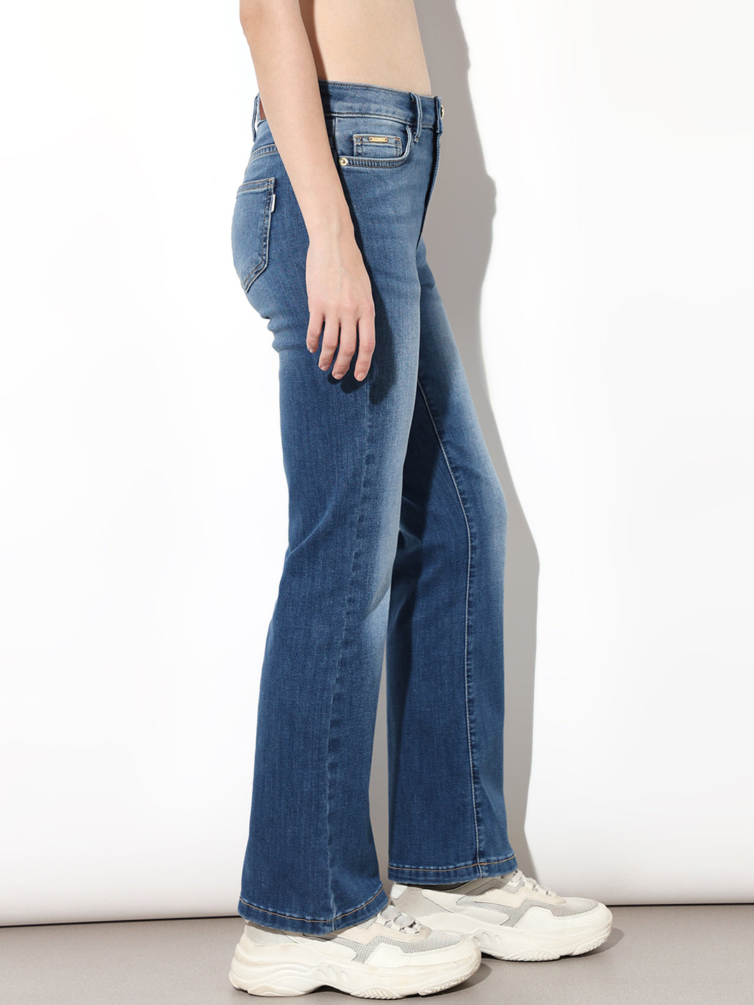 Blue High Rise Flared Jeans