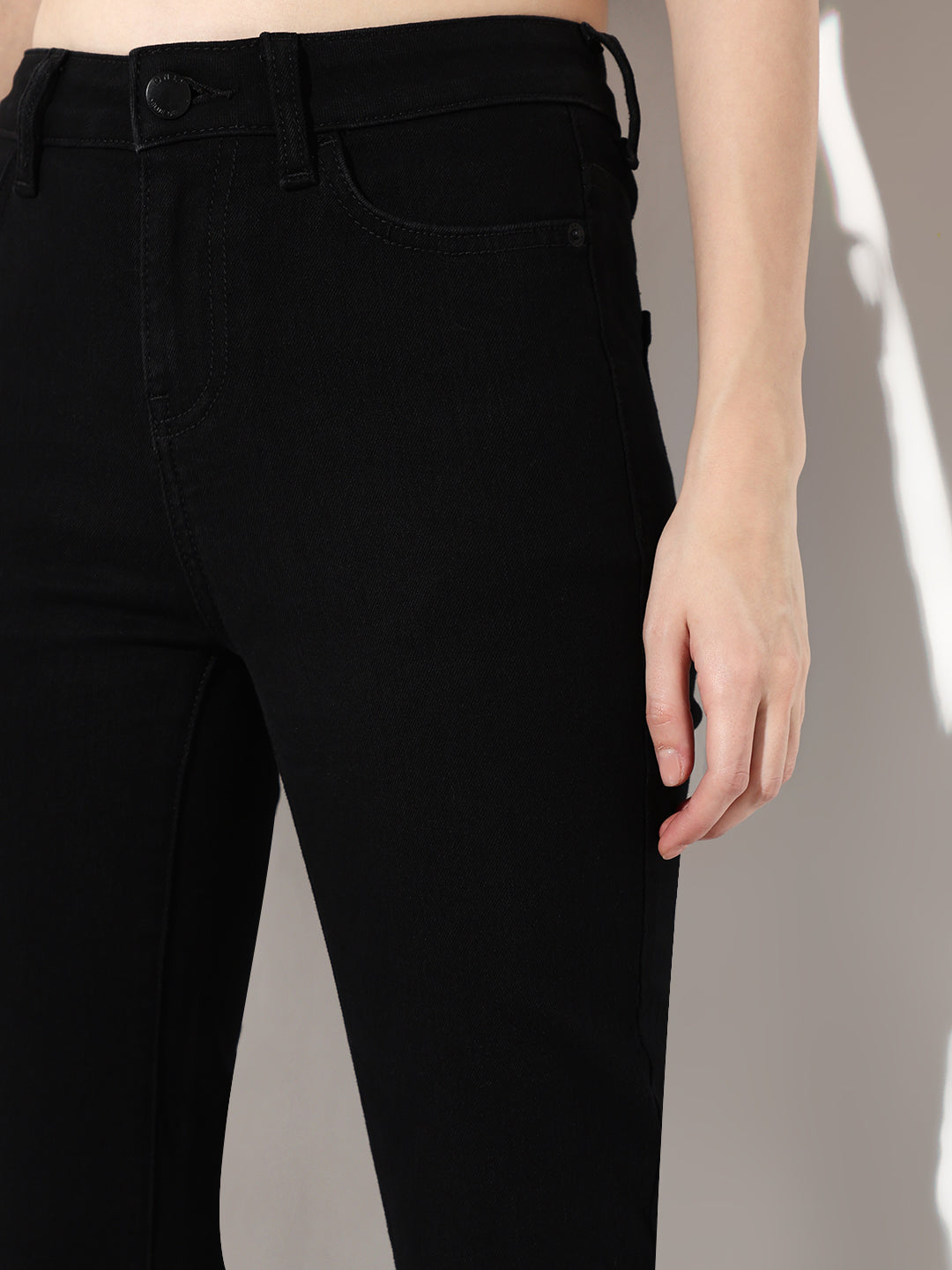Black High Rise Flared Jeans