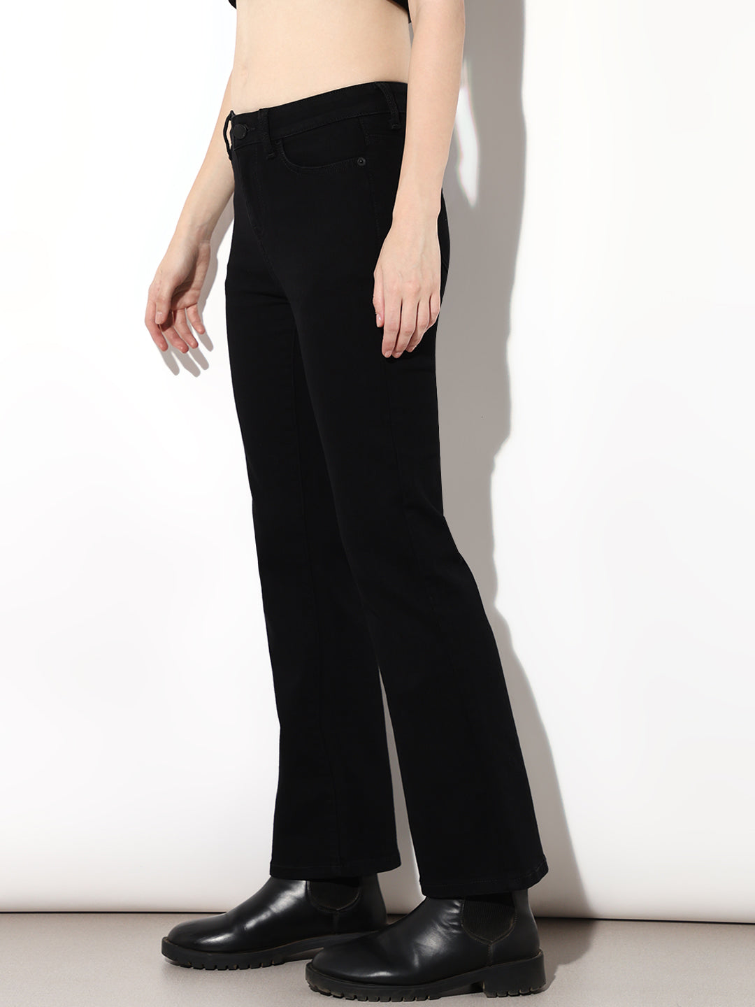 Black High Rise Flared Jeans