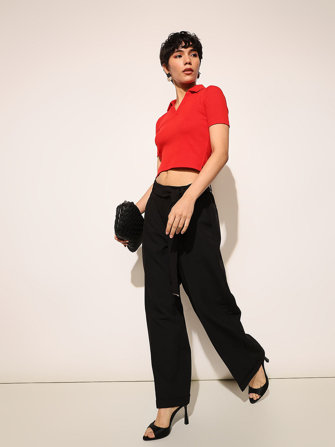 Black High Rise Tailored Pants