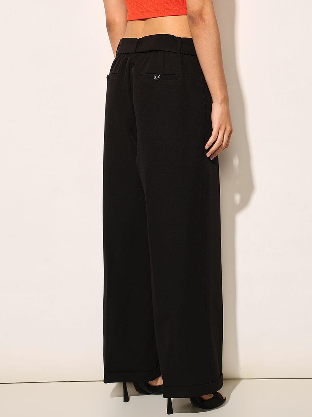 Black High Rise Tailored Pants