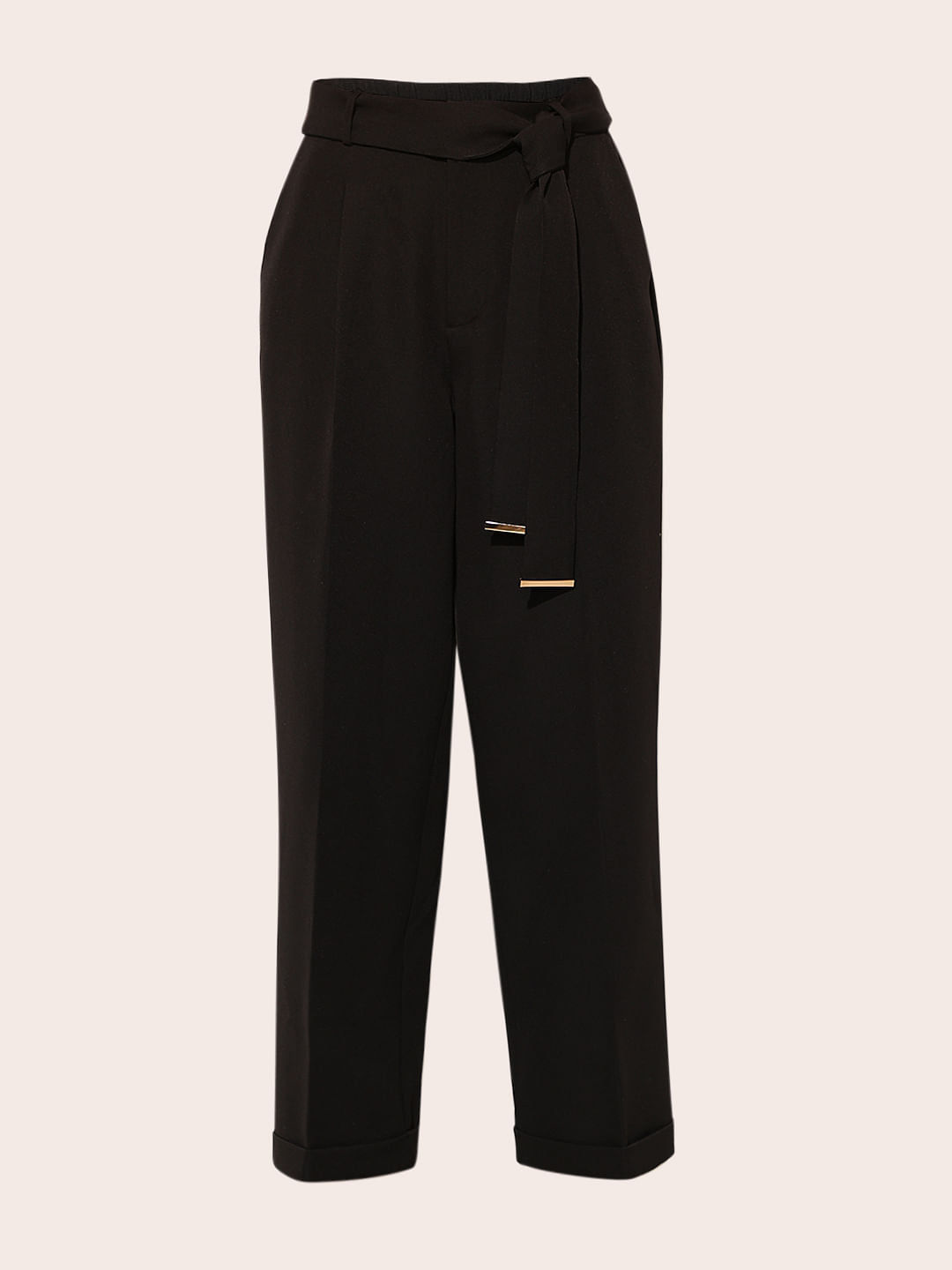 Black High Rise Tailored Pants