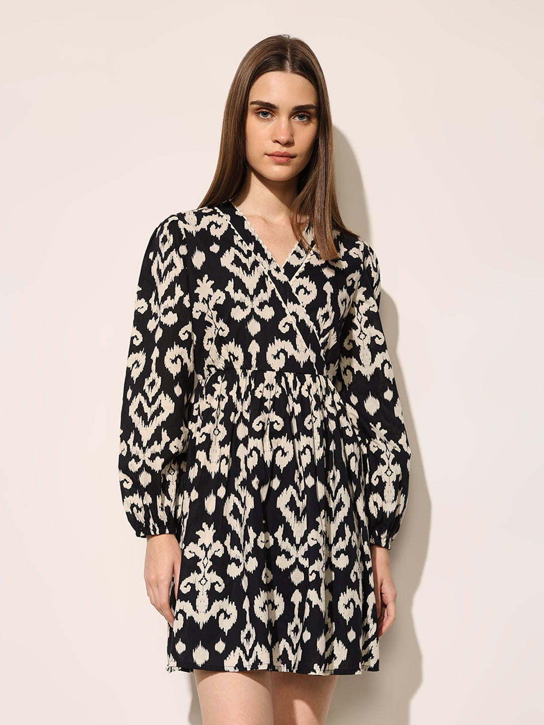Black Printed Mini Dress