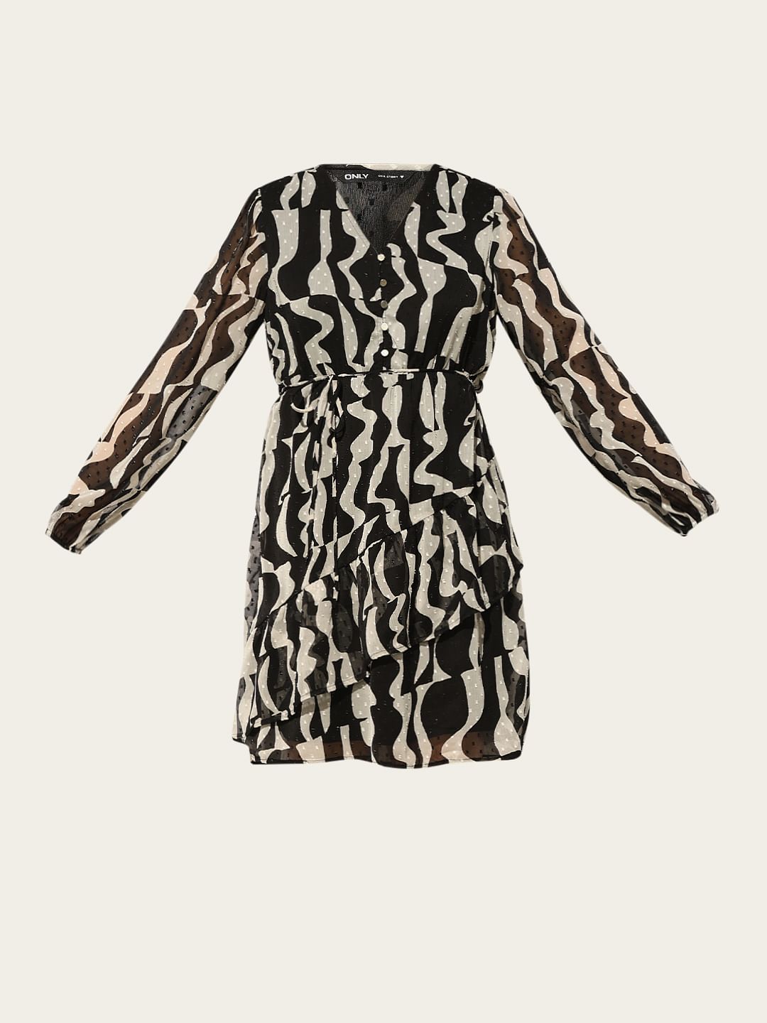 Black Printed Chiffon Dress