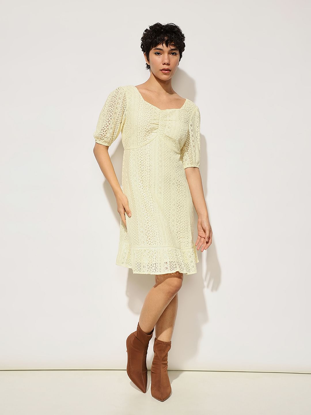 Pale Yellow Lace Dress