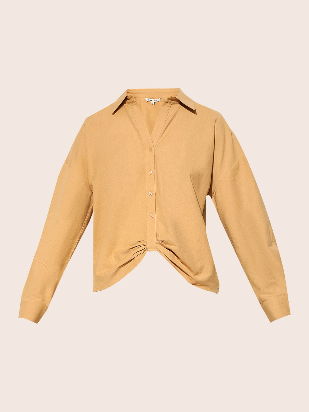 Brown Front Gathered Detail Shirt