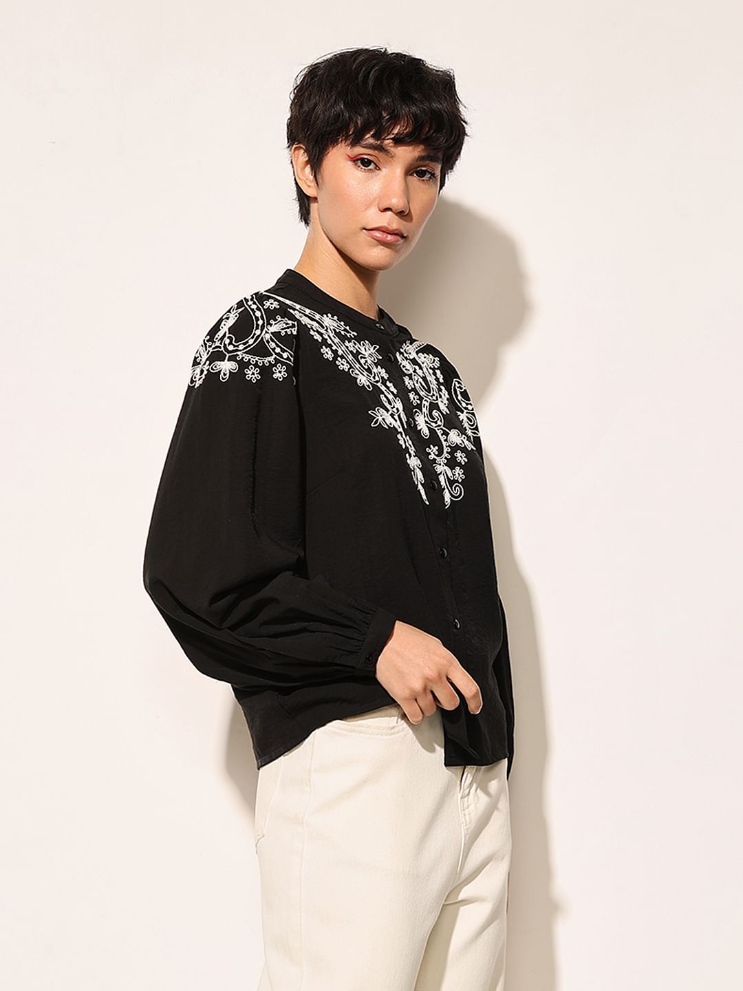 Black Embroidered Top