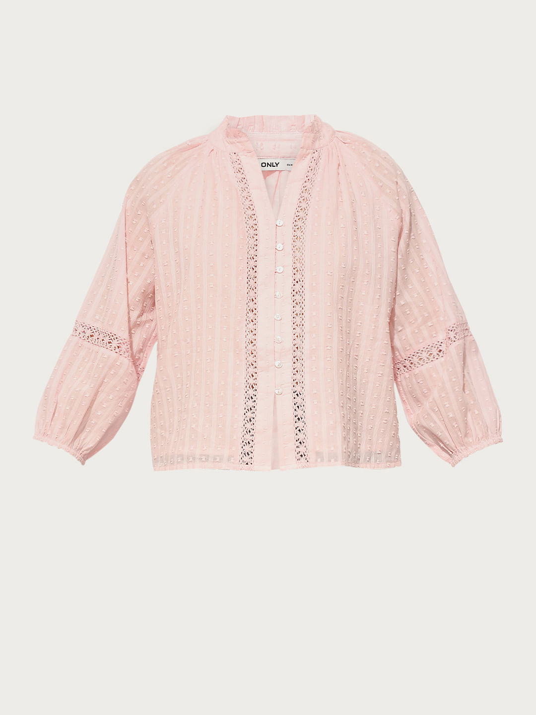Pink Frill Trimmed Lace Top