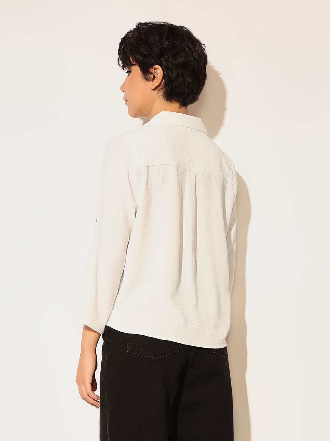 White Lapel Collar Top