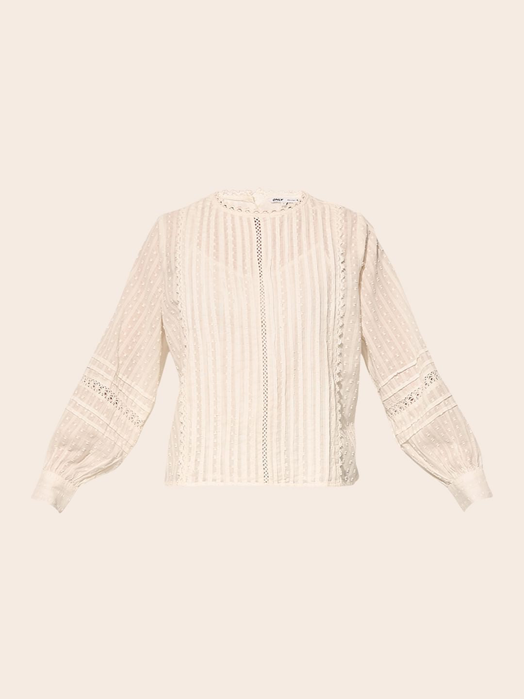 White Crinkle Weave Top