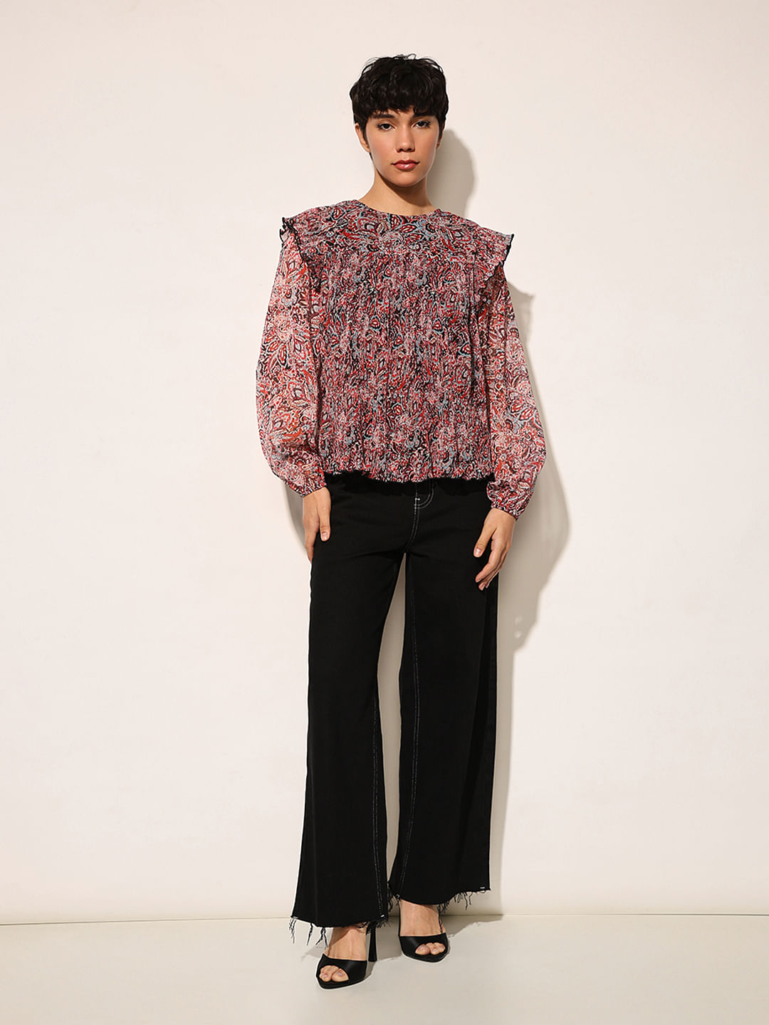 Multi-Colour Printed Chiffon Top