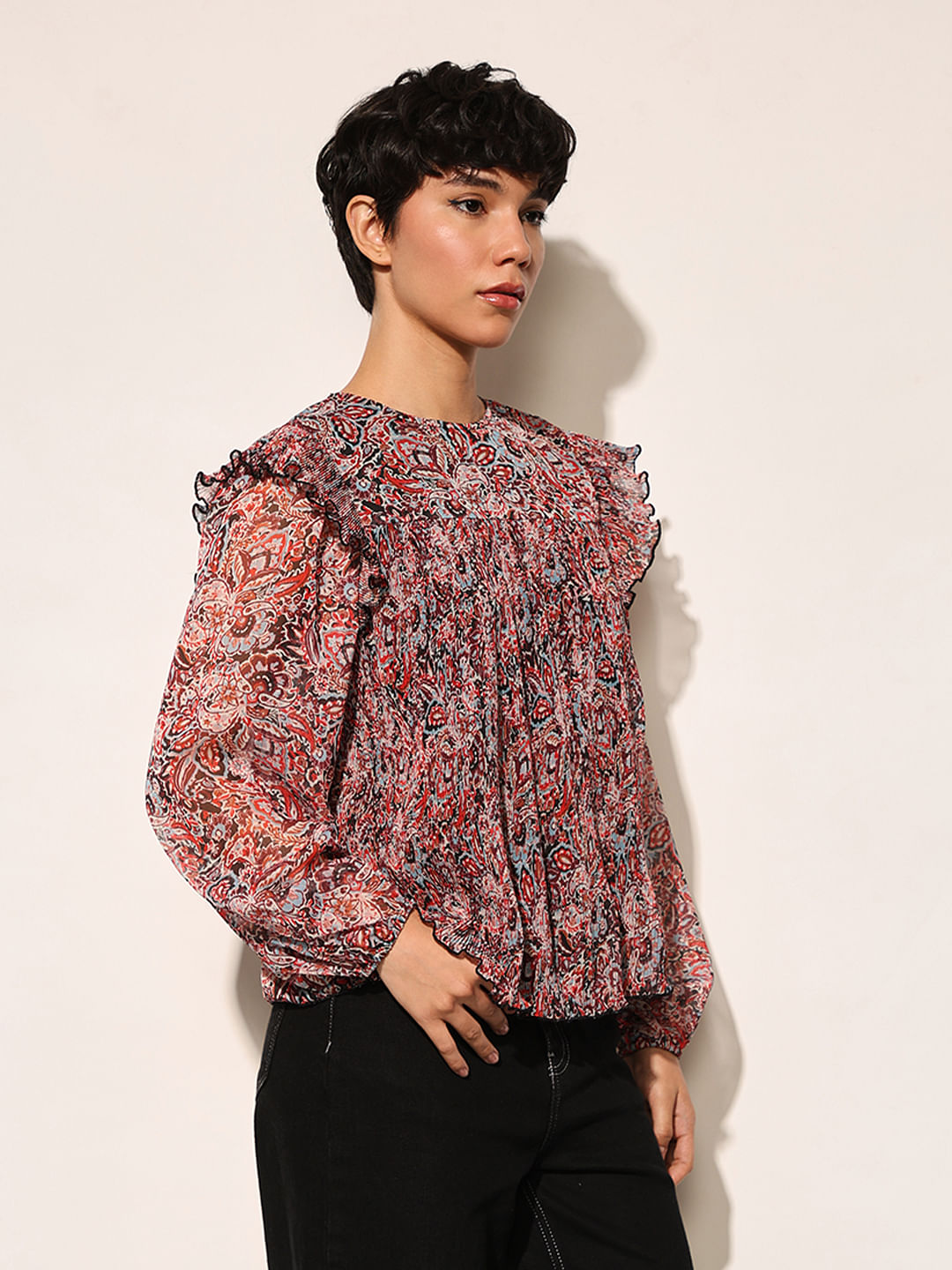 Multi-Colour Printed Chiffon Top