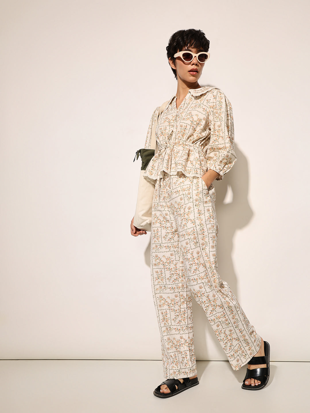 Beige Floral Co-ord Set