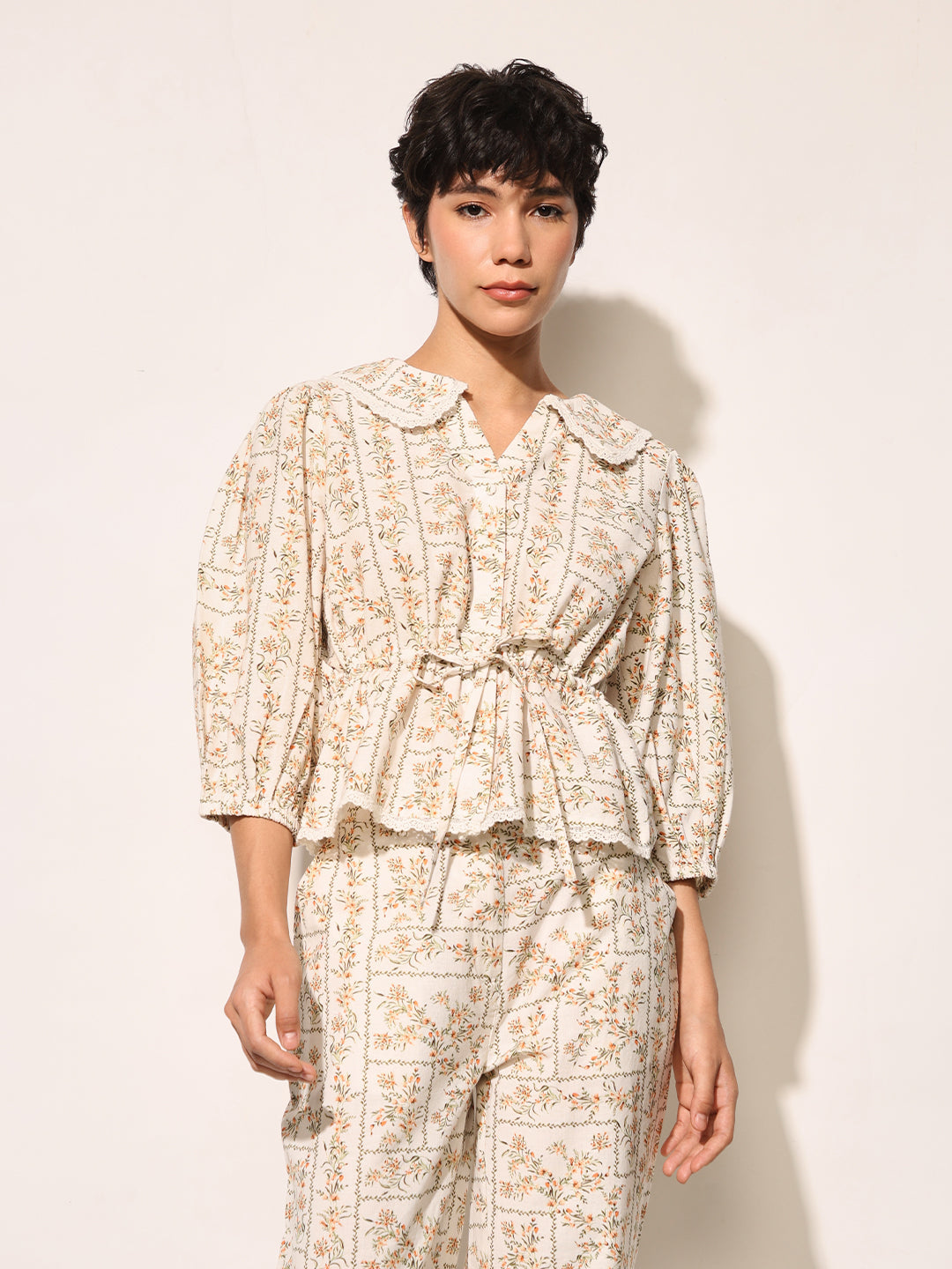 Beige Floral Co-ord Set