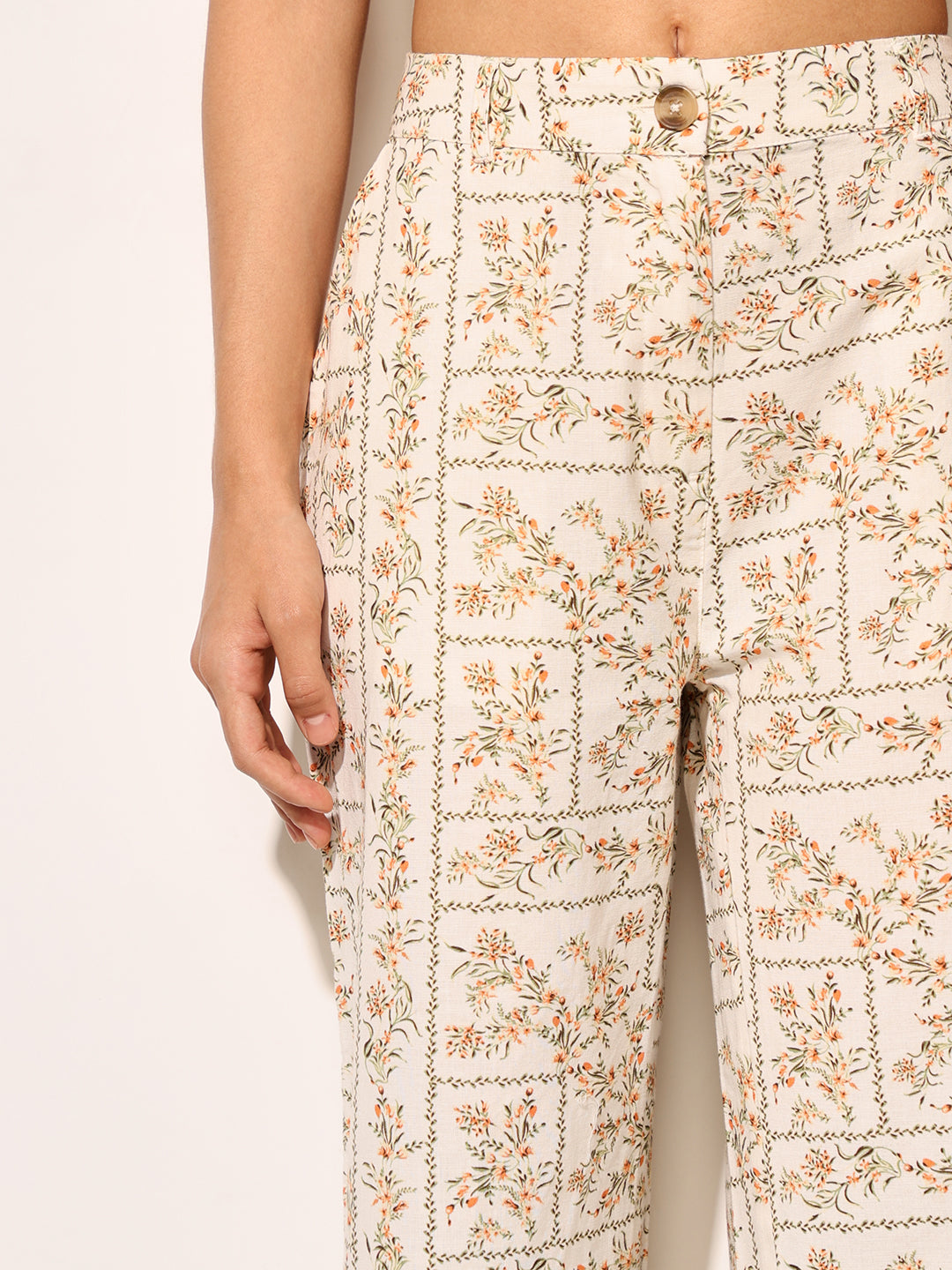 Beige Floral Co-ord Set