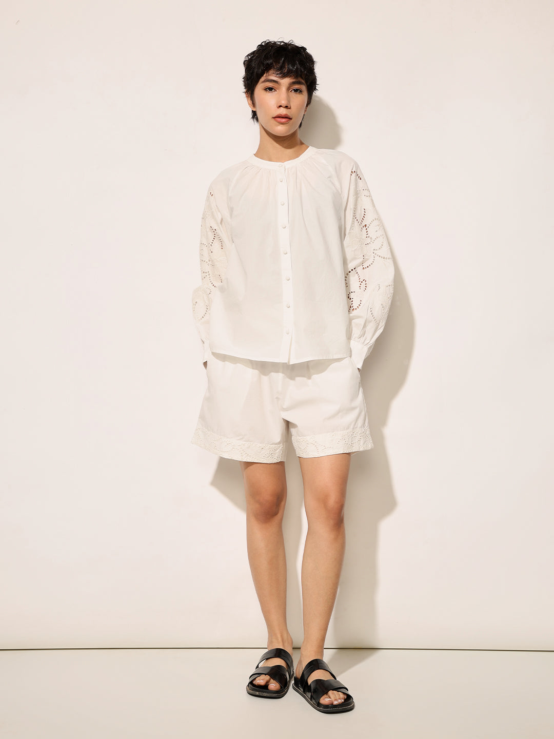 White Top & Shorts Co-ord Set