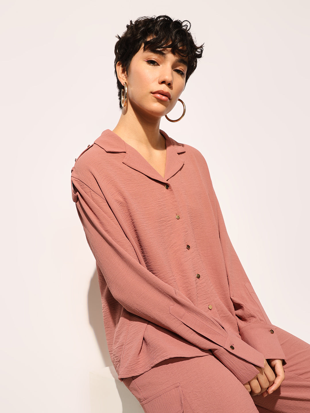 Brown Shirt & Cargo Pant Co-ord Set