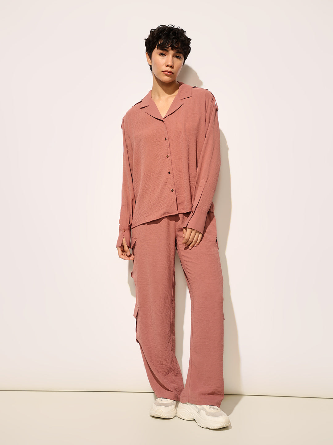 Brown Shirt & Cargo Pant Co-ord Set