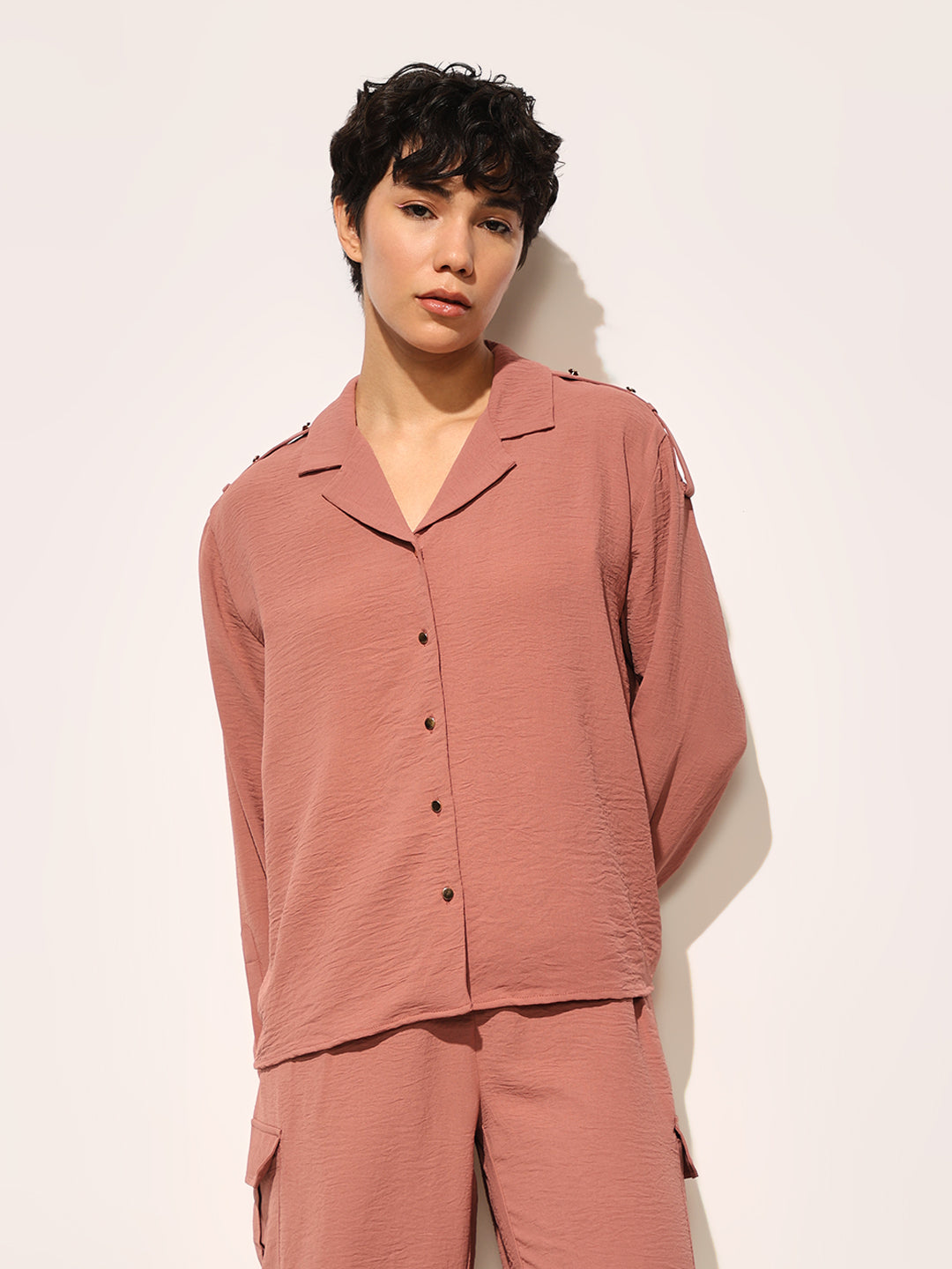 Brown Shirt & Cargo Pant Co-ord Set