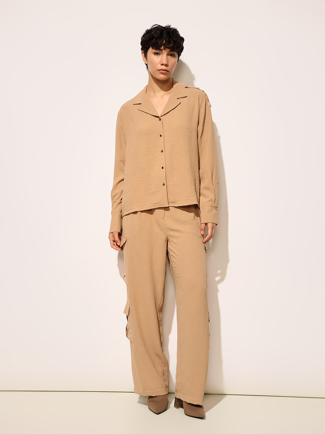 Brown Regular Fit Co-ord Set