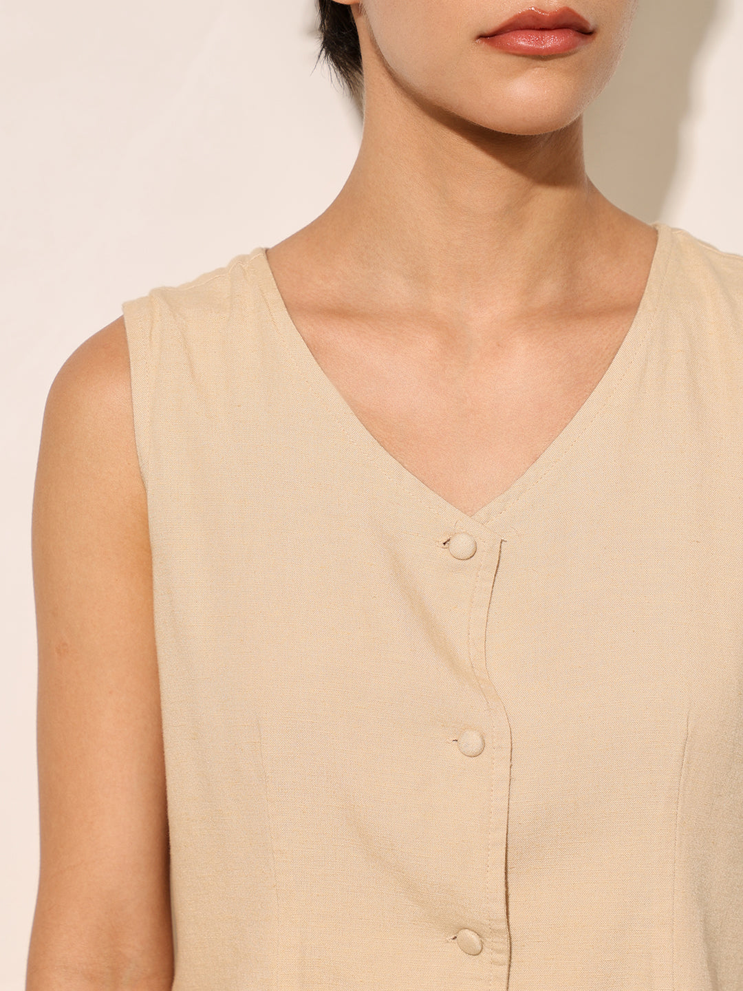 Beige Co-ord Set Vest