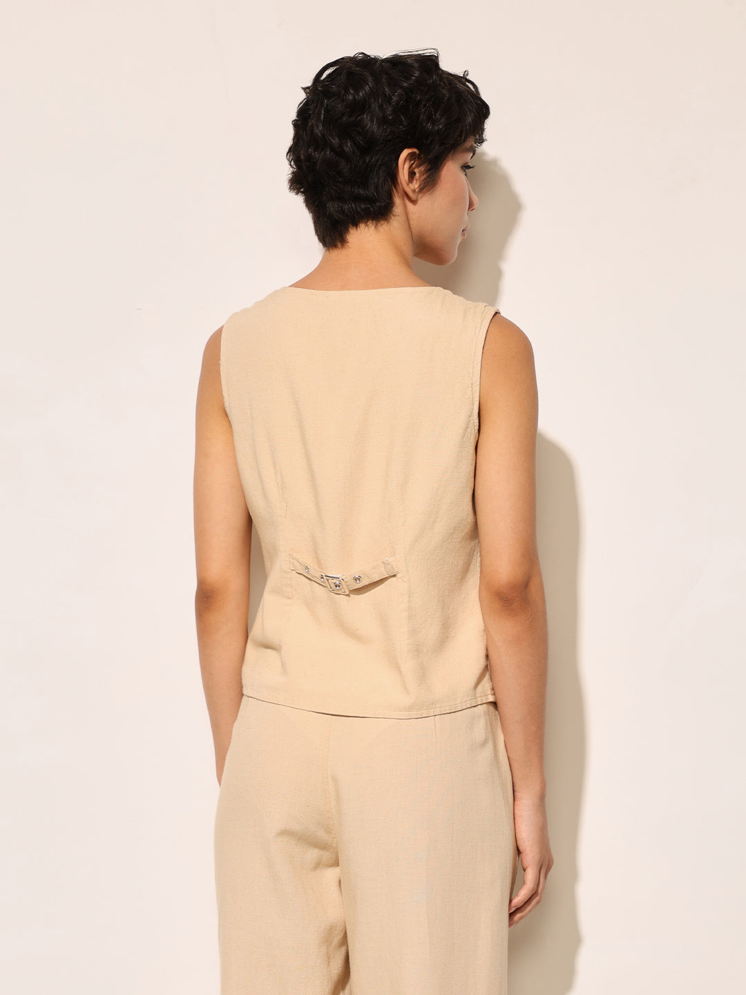 Beige Co-ord Set Vest